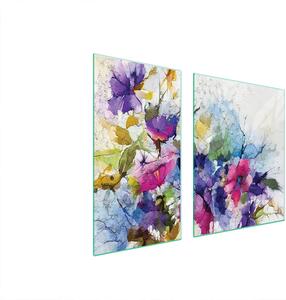 Piastre copri fornelli 2 pezzi 90x52 Copri piano cottura in Vetroceramica tagliere in vetro fiori Art