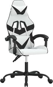 Sedia da Gaming Girevole Bianco e Nero in Pelle finta