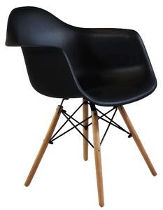 Poltrona sedia da interno con struttura in acciaio e legno e seduta in ABS Spriz - Black