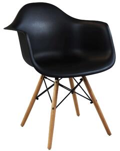 Poltrona sedia da interno con struttura in acciaio e legno e seduta in ABS Spriz - Black