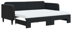 VidaXL Divano letto estraibile con materasso Nero 90x200 cm Velluto