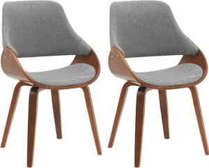 Set di 2 sedie da pranzo - sedie da cucina - comode ed eleganti, noce/grigio scuro, tessuto