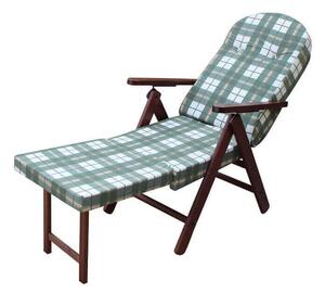 Poltrona relax da interno in legno regolabile in 4 posizioni con cuscino e prolunga poggiapiedi Padova - Green
