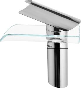 Rubinetto per lavabo, design monoforo, struttura resistente, argento