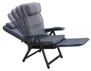 Poltrona sdraio con cuscino relax schienale reclinabile e carrello poggiapiedi Paradise - Grey