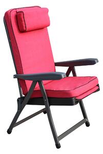 Poltrona relax in acciaio con schienale reclinabile e carrello poggiapiedi Paradise - Red