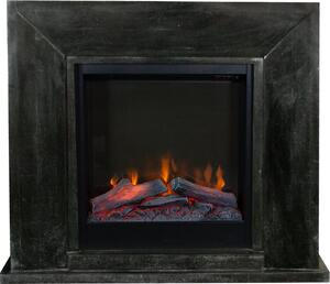 Caminetto elettrico Xaralyn - Nero ELE-SBP - pietra naturale lucida nera - riscaldamento 1500 watt - con telecomando - caminetto da incasso incluso - caminetto decorativo