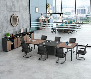 Tavolo da conferenza ufficio completo armadi scrivania ufficio legno nero 4 pezzi