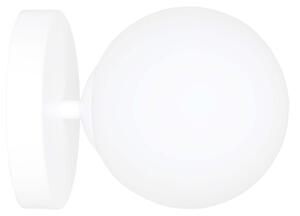 Applique A 1 Luce Hallador In Acciaio Bianco E Sfera In Vetro Opalino