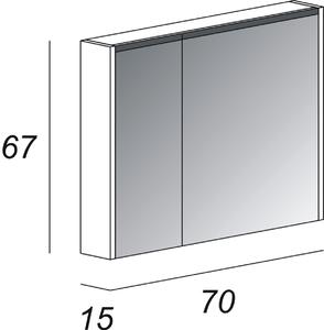 Specchio contenitore con luce L 70 x P 15 x H 67 cm bianco lucido