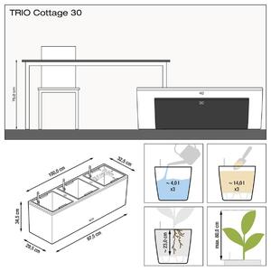 Fioriera Trio Cottage in plastica colore grigio H 34.5 x L 100 x P 100 cm