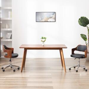 The Living Store Sedia da ufficio girevole in legno curvato nero e Pelle finta