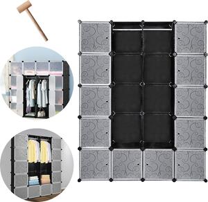 TolleTour armadio sistema di scaffalatura fai da te 20 scatole Con porta&2 appendiabiti Sistema di scaffalatura plug-in Nero Armadi H.180cm con stampa