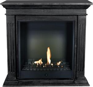 Caminetto a etanolo Xaralyn - Cadiz BCL-SBU - pietra naturale nera - riscaldamento a 3 kW - caminetto da incasso incluso - caminetto decorativo