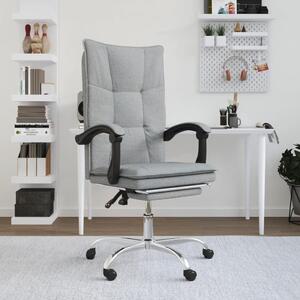 The Living Store Sedia da ufficio con funzione reclinabile Tessuto grigio chiaro
