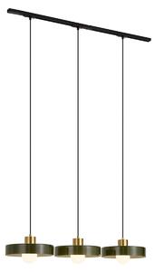 Sistema a binario moderno nero con 3 lampade a sospensione in ottone e verde 1-fase - Iconic Jina