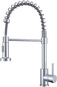 Rubinetto da cucina VBChome Acciaio inossidabile cromato con bocca estraibile, molla decorativa e selettore del getto – Rubinetto professionale per lavello 360°