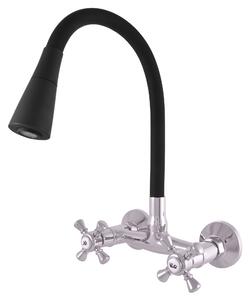 Slezák-RAV Slezák Rav MK302/13 Miscelatore per lavello con braccio flessibile con doccia Colore: cromo/nero, Dimensioni: 150 mm
