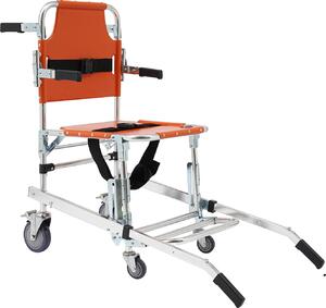 Sedia pieghevole con funzione scala, portata 350 lbs, 4 ruote universali, lega di alluminio, arancione