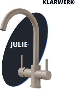 JULIE | rubinetto acqua potabile premium a 3 vie color sabbia beige | rubinetto da cucina a osmosi in acciaio inox | miscelatore - 360 gradi | filtro 3 attacchi