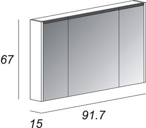 Specchio contenitore con luce Top L 92 x P 15 x H 67 cm bianco lucido
