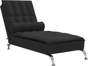 Chaise longue da massaggio con bolster in tessuto nero