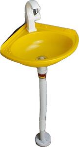 Mini lavabo, installazione autonoma, rubinetto e scarico integrati, giallo