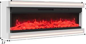 Camino elettrico da incasso, effetto fiamma LED, design moderno e minimalista, 136,8x51,3x17 cm