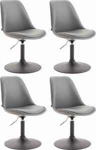 Set di 4 sedie da pranzo in Pelle finta - sedie - design moderno, seduta confortevole, colore: grigio | colore base: nero