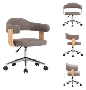 VidaXL Sedia da ufficio girevole in legno curvato e tessuto taupe - Sedie da ufficio