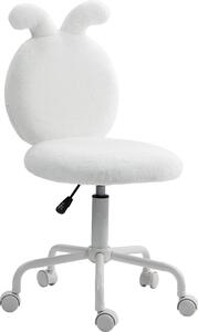 Sedia da ufficio Fortuna Lai con orecchie da coniglio, sedia da trucco regolabile in altezza con effetto velluto, sedia girevole da trucco per camera da letto, bianca