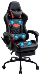 Delman Sedia da gioco Sedia da ufficio Sedia da gioco Sedia da ufficio Funzione massaggio con 6 punti di vibrazione Poggiapiedi Base in metallo Sedia ergonomica 37RD
