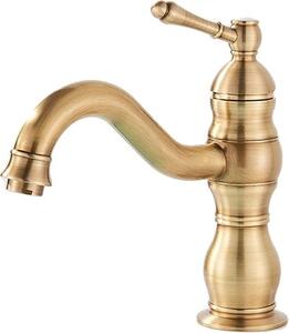 Rubinetto per lavabo, a soffitto, monocomando, corto in ottone antico