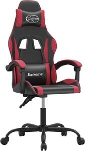 Sedia da Gaming Girevole Nero e Rosso Vino in Pelle finta