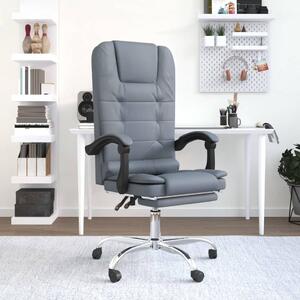 The Living Store Sedia da ufficio con funzione massaggio in velluto grigio scuro