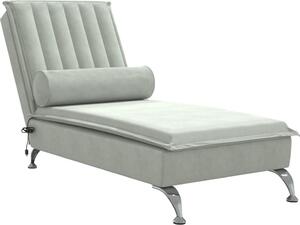 Chaise longue da massaggio con cuscino Velluto grigio chiaro