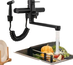 Rubinetto da cucina, design ruotabile a 360°, tubo flessibile estensibile da 1,5 m, nero