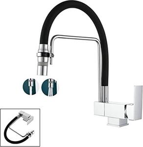 Rubinetto da cucina per finestra frontale da rubinetto da cucina regolabile a 360° con 2 tipi di getto, rubinetto girevole e installazione sottofinestra, miscelatore ideale