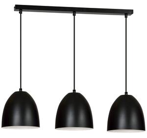 Lampadario 3 Luci Lenox In Acciaio Nero Con Cupole In Nero E Bianco