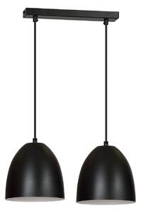 Lampadario 2 Luci Lenox In Acciaio Nero Con Cupole In Nero E Bianco