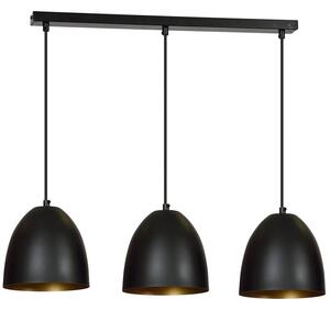 Lampadario 3 Luci Lenox In Acciaio Nero Con Cupole In Nero E Oro