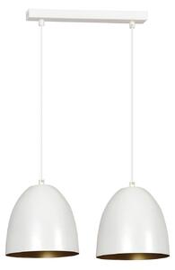 Lampadario 2 Luci Lenox In Acciaio Bianco Con Cupole In Nero E Oro