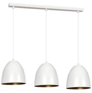 Lampadario 3 Luci Lenox In Acciaio Bianco Con Cupole In Nero E Oro