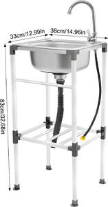 Lavabo da appoggio, lavabo multiuso, rubinetto a scarico rapido, argento