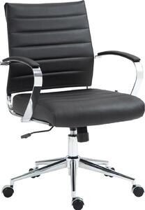 Sedia ergonomica da ufficio, sedia da ufficio - Comfort regolabile, struttura cromata | Materiale: vera pelle. Colore: nero