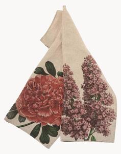 Set di 2 strofinacci in lino Peony & Lilac