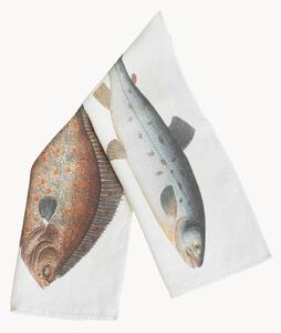 Set di 2 strofinacci in lino Salmon & Turbot