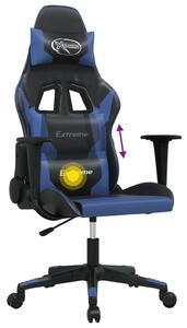 VidaXL Sedia da gioco con funzione massaggio in Pelle finta nera e blu