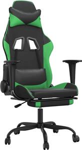 Sedia da gaming vidaXL con funzione massaggio e poggiapiedi, in Pelle finta nera e verde