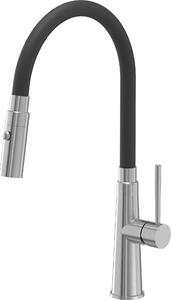 Rubinetto da cucina QUADRON GINA SteelQ Miscelatore 360°, colore: acciaio, altezza: 40 cm Funzione QFix, rubinetto girevole per cucina in acciaio inossidabile
